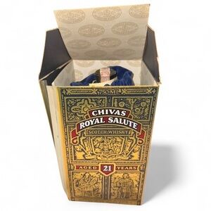 VTG Chivas Royal Salute 21 Years Scotch Whisky Empty Blue Bottle In Bag In Box
